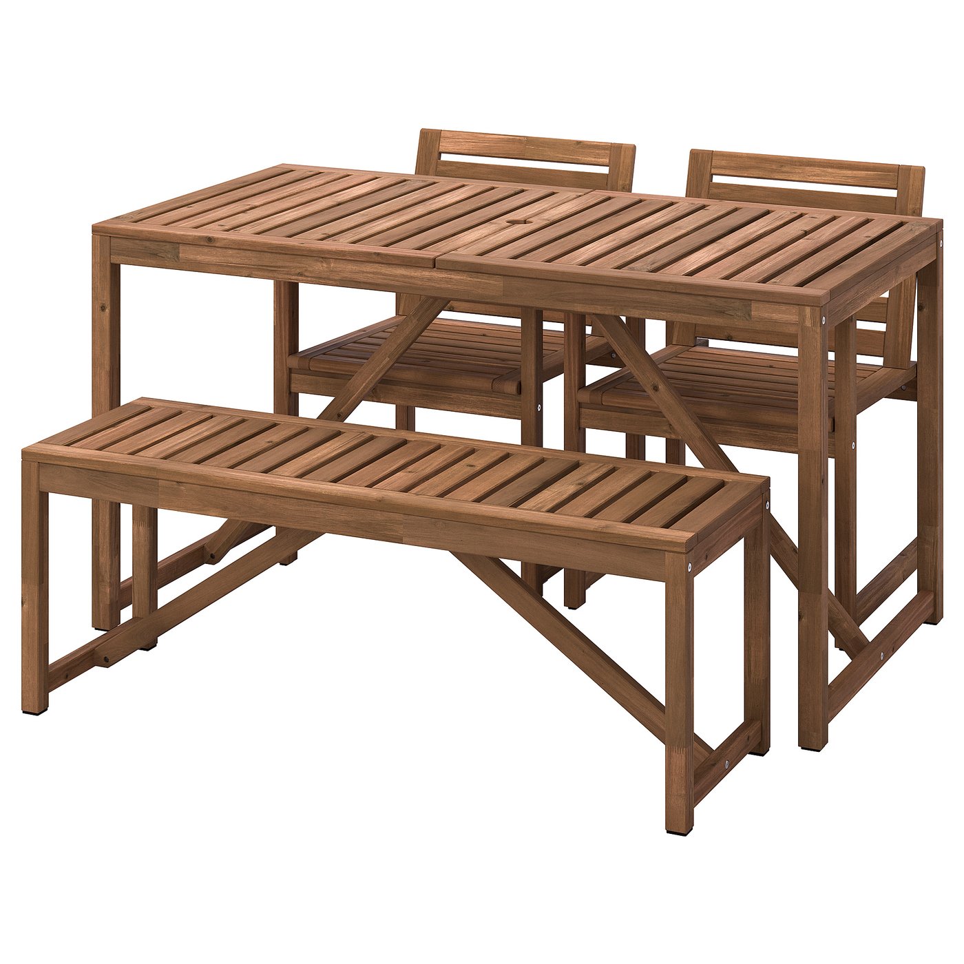 Illustration comparing outdoor furniture materials including teak, aluminum, and wicker