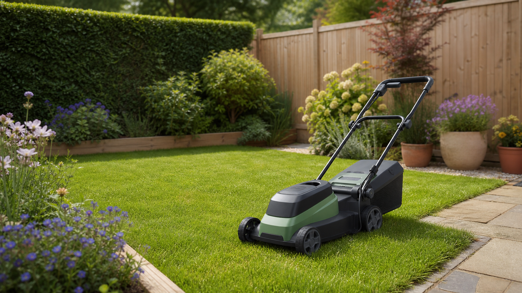 Illustrate the garden-equipment branch of the range and its relevance for space-conscious buyers