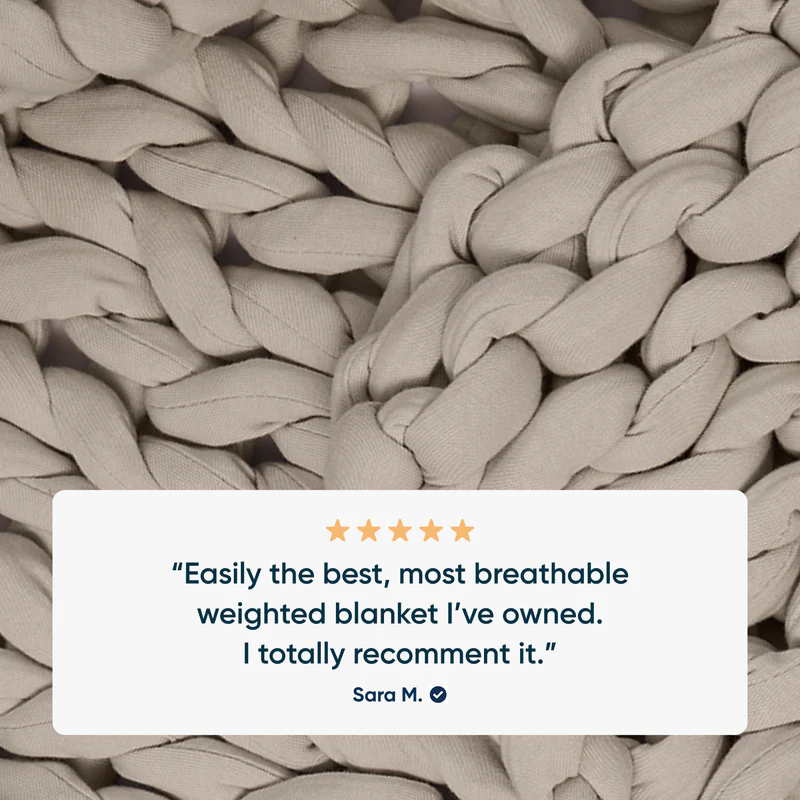 Bearaby Tree Napper cooling weighted blanket in Softwood color