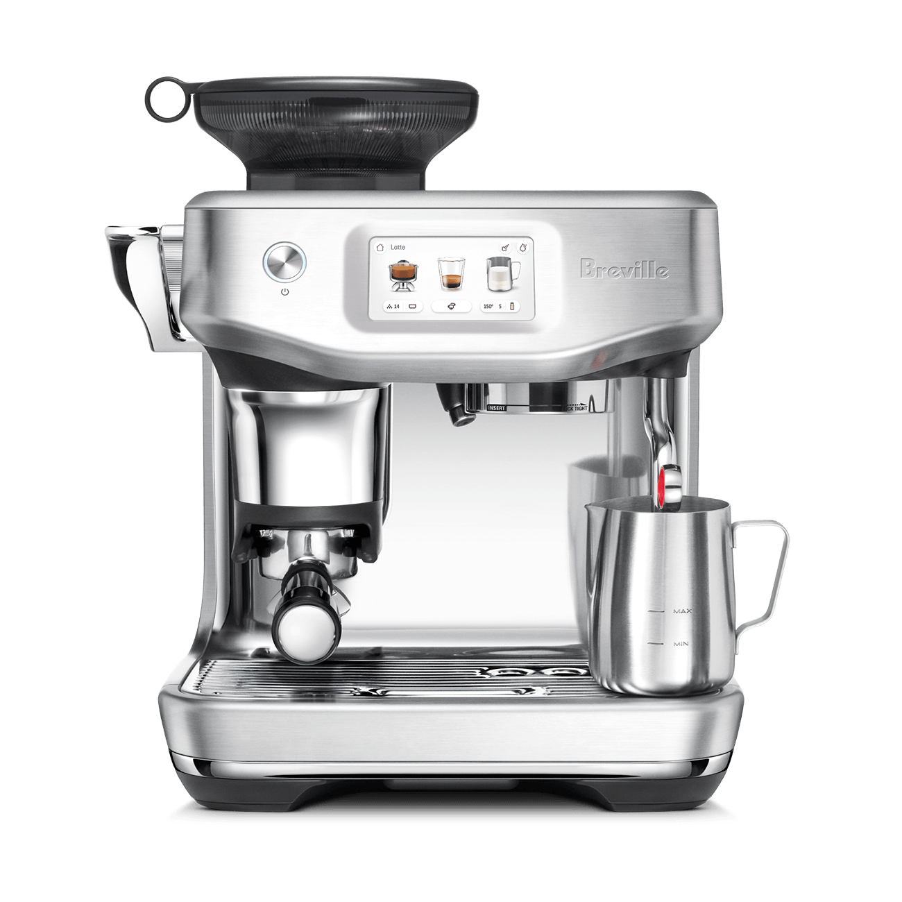 Breville Barista Touch Impress espresso machine on kitchen counter
