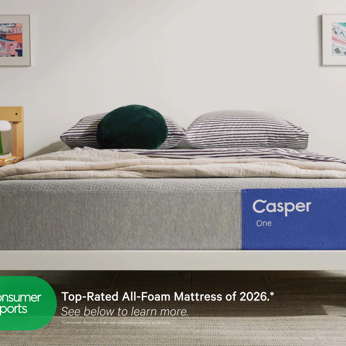 Casper One mattress on a bed frame