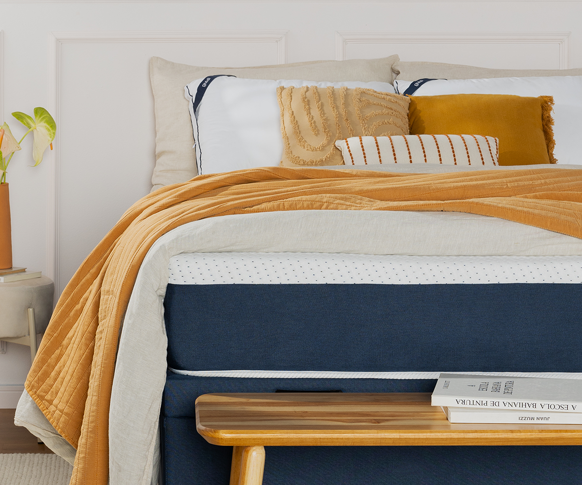 Guldi Original mattress in a styled bedroom