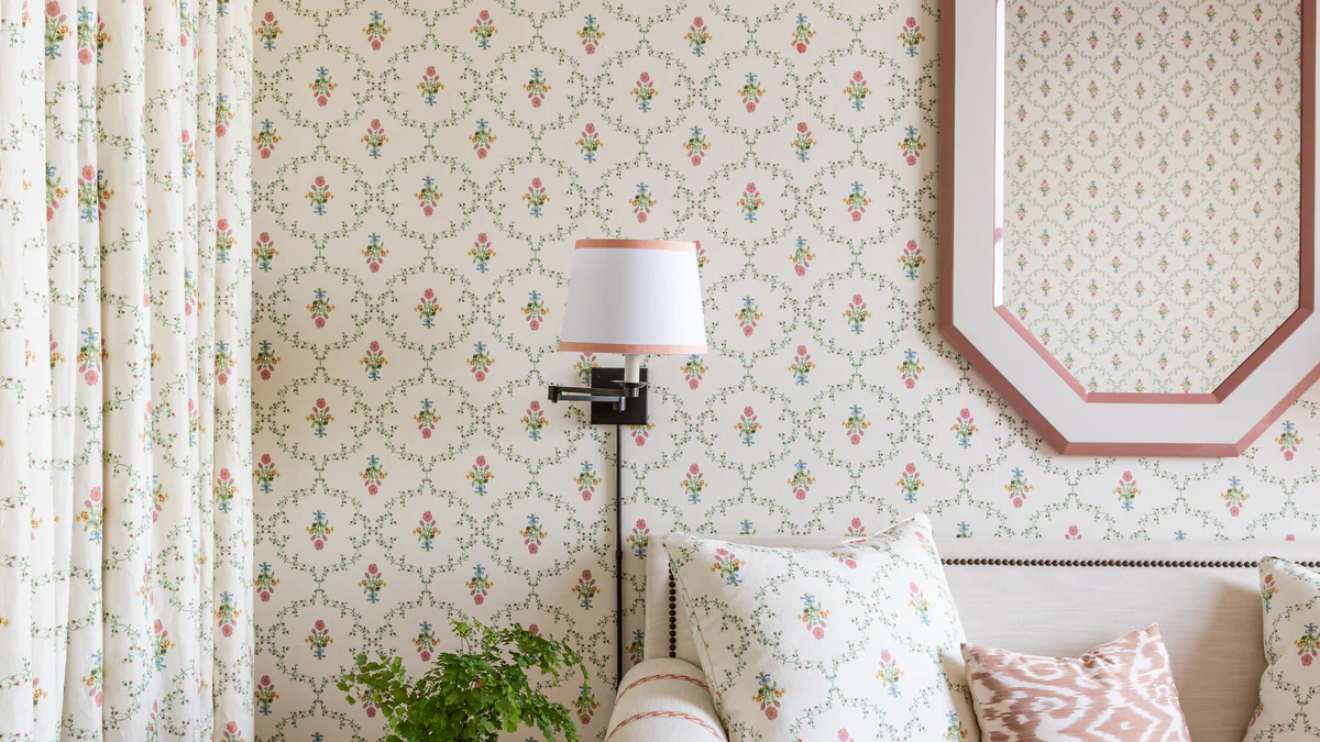 Hill House Home blue botanical wallpaper bedroom styling