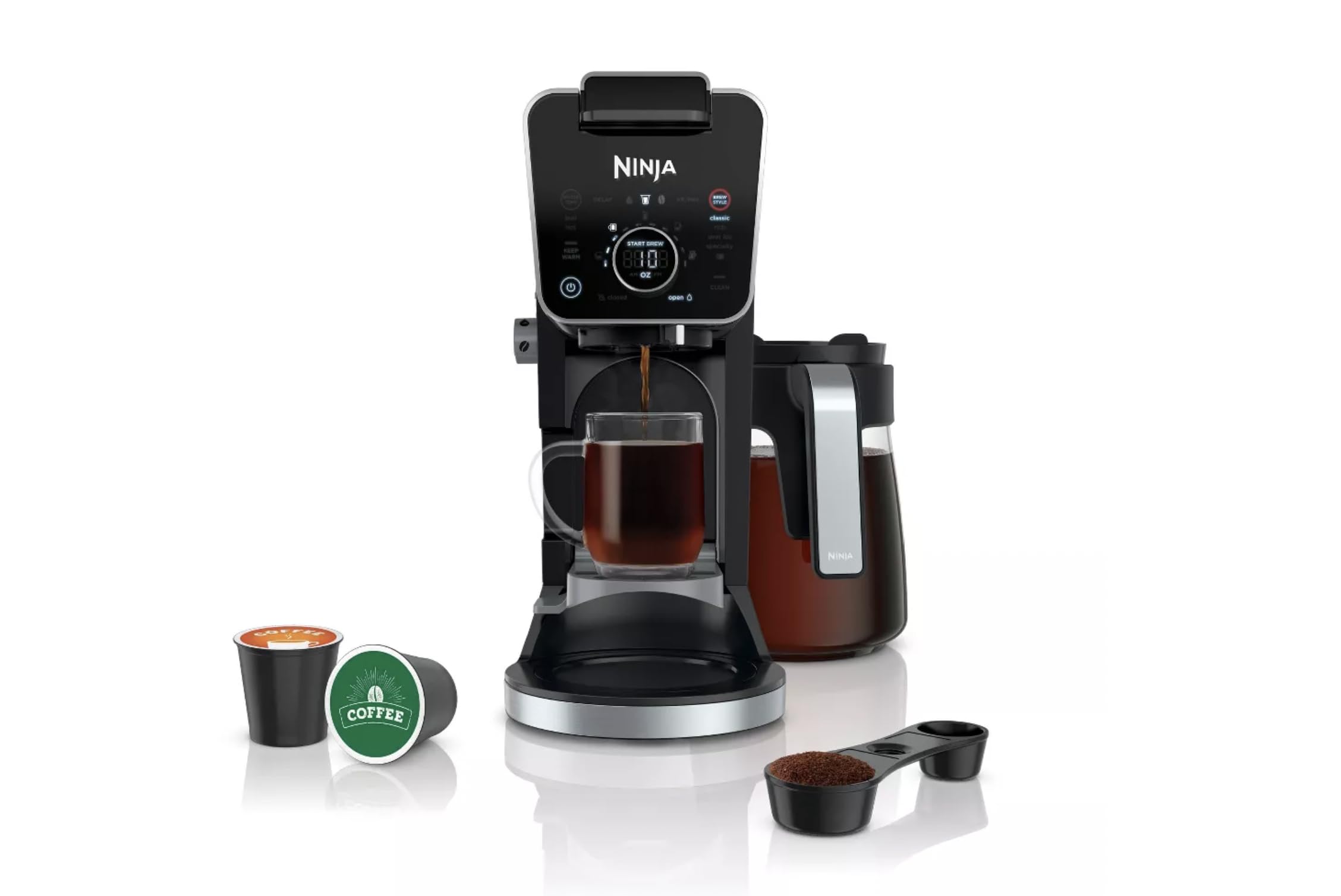 Ninja DualBrew Pro CFP301 detail view showing dual brew settings