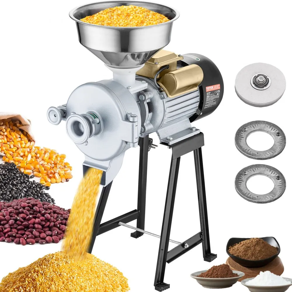 VEVOR electric grain mill grinder with funnel and motor housing